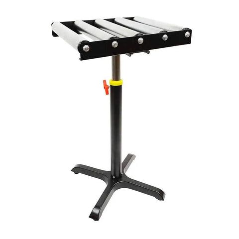 Heavy Duty 5 Roller Conveyor Table With Adjustable Height And Length, Stable Cast Iron Base, 18 In By 16 In Work Surface