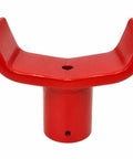 Red steel Beefy Heavy Duty 12 Ton Bottle Jack Adapter With One Quarter Inch Steel Axle Saddle Fits Three Inch And Four Inch Round Or Square Axles