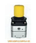 Oil Filter Regulator For URPL2 URPL4-02 And URPL4-02BG with yellow knob, compact design, front view