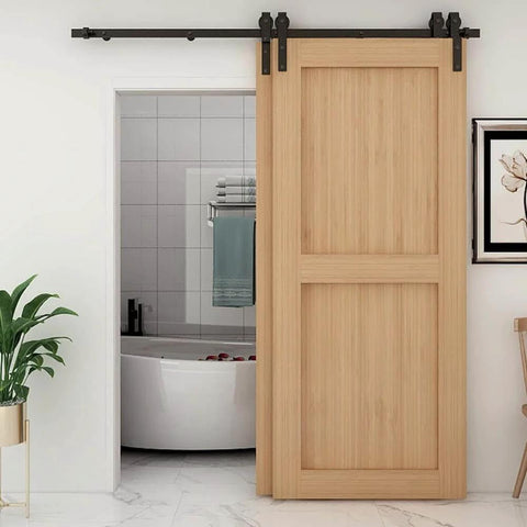 5ft Bypass Sliding Barn Door Hardware Kit With Single Track For Double Wooden Doors Space Saver Barn Door System