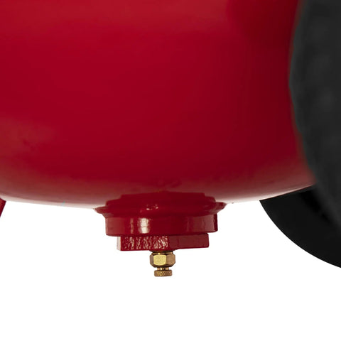 Smooth Operator 33 Gallon Air Compressor Delivers 175 PSI through red vertical tank bottom with drain valve and sturdy legs.