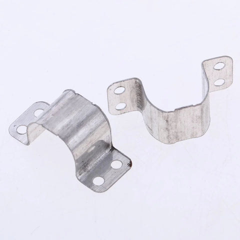 N20 micro motor mounting brackets, curved silver metal plates with mounting holes, 2-piece set