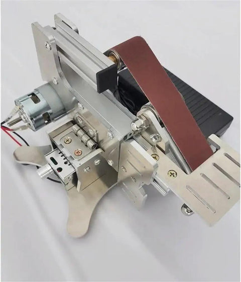 Badass Compact Mini Belt Sander With Variable Speed For Wood Metal And Plastic Polishing Benchtop Power Tool Kit with abrasives.