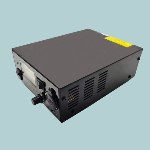 Beefy 13.8V 30A Ham Radio Power Supply with AC to DC Conversion, Front Cigarette Lighter Socket, Quiet Cooling Fan in black casing