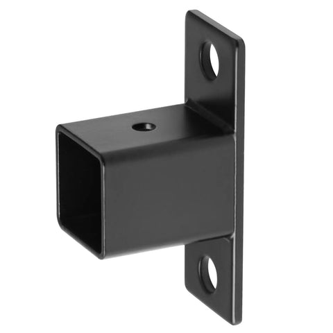 Eight Pack Workhorse Square Post Flange Base Brackets For One Inch Square Tubing with prepunched holes in matte black finish.