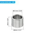 Stainless Steel Spacers 6.1mm ID, 8mm OD, 6mm Length, 10 Pack Round Standoffs for M6 Screws, showing dimensions and fit.