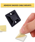 Adhesive Zip Tie Mounts Half Inch Square Black 100 Pack for Quick Cable Management, Nylon Anchor Pads, UV Resistant, Peel and Stick