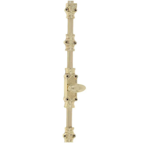 Solid Brass Window Cremone Bolt With Classic Style, Heavy Duty 6 Feet, Polished Lacquered Finish, vertical handle view