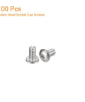 One Hundred Pack Of Size 2 56 X 3 16 Button Head Socket Cap Screws Forged From Grade 304 Stainless Steel, two screws displayed.