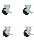 Heavy Duty Stainless Steel Swivel Casters Set Of 4 With 4 Inch Rubber On Aluminum Wheels for smooth rolling and load handling.