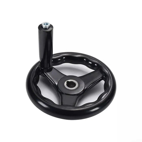 Three Spoke Handwheel With Revolving Handle For Milling Machines And Lathes, Adjustable Black Hand Wheel Fits 125 160 200 Mm Diameters