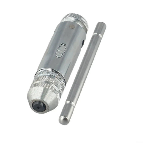Heavy Duty Adjustable T Handle Tap Wrench Ratchet Set For M3 To M8 Metalworking Tools With Precision Ratcheting Action And Screw Extractors For Steel Threading On Tough Jobs Easy One Handed Grip, chrome tap wrench with handle