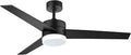 52 Inch Ceiling Fan With Lights And Remote Control In Matte Black With Reversible Plywood Blades Quiet DC Motor Dope Modern Industrial Style For Kitchen Bedroom Living Room ETL Listed