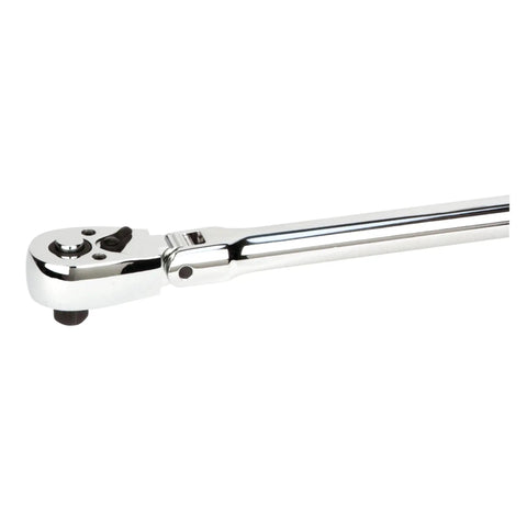 Three Eighths Inch Drive Flex Head Long Ratchet With Pro Grade Chrome Vanadium Steel Build Polished Nickel Chrome Finish