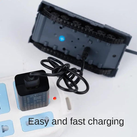 Charging setup for 2.4 GHz 9-Channel RC Battle Tank With Sound Lights And Rotating Turret, 1:64 Scale Combat Vehicle For Kids