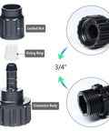 Premium Garden Hose Adapters And Water Expandable Repair Kit With Fresh Washers, Perfect Fix For Leaky Expandable Hoses That Make Gardening A Total Breeze For Any Plant Lover. 3/4" black ABS connector body with fixing ring and locked nut for hose repair