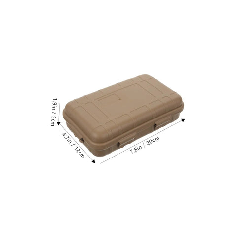 Brown Durable Wear Resistant Multi Function Shockproof Storage Case For Outdoor Adventures Hiking Camping And Emergency Supplies Waterproof Sealed Organizer Box with dimensions