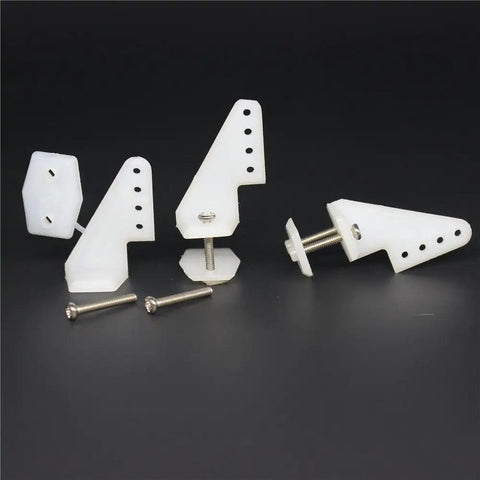 Ten Sets Of Nylon RC Airplane Control Horns W13xL18xH25mm With Four Holes And Screws For Aileron And Rudder Linkages