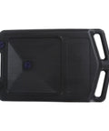 Get This Pro 8L Low Profile Oil Drain Pan For Car And Motorcycle Service With Huge Capacity To Handle Coolant Antifreeze And All Fluids During Garage Maintenance Without The Messy Overflow Hassles, top view, durable ABS material, spout and handles.