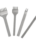 Leather Punch Kit For DIY Leathercraft, 4mm Hole Punch Set with 1 2 4 6 teeth prong chisel, polished high-speed steel handle