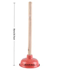 Eighteen Inch Heavy Duty Toilet Plunger Featuring A Thick Red Rubber Cup And Sturdy Wood Grip ready to blast away clogs with dimensions 19.7x6.3 inches.