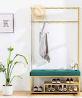 Stepping Into Your Pad Just Got Way Cozier With This Badass Four In One Entryway Hall Tree Coat Stand featuring a cushioned bench and shoe rack.