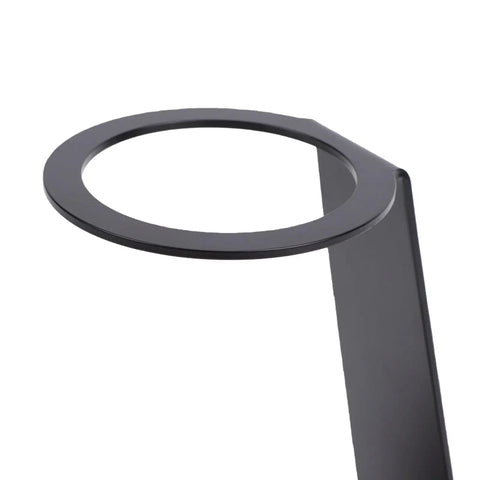 Close-up of Premium Pour Over Coffee Dripper Stand Built With Heat Proof Aluminum and A Weighted Solid Wood Base.
