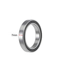 Deep groove sealed ball bearing 6806-2RS 30 mm ID x 42 mm OD x 7 mm width, double-sealed 2RS chrome steel, side view