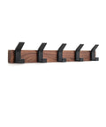 Wall Mount Coat Rack With Five Hooks 16.9 Inch Walnut Wood And Aluminum Built To Last Rustproof Coat Hanger Angled 45 Degree Design