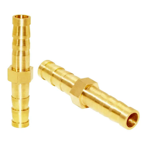 Brass Hose Barb Fitting Splicer Union Adapter One Quarter Inch To One Quarter Inch For Fuel Gas Water And Air Lines Pack Of 12