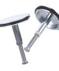 2pcs Brass Bathtub Drain Stopper with Flat Seal Rotating Design, chrome finish, sturdy metal construction, ideal for tub installation.
