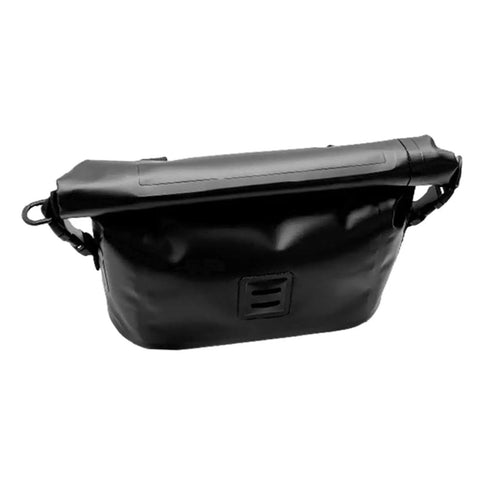 Black Waterproof Bicycle Handlebar Bag Expandable Cycling Pack IPX6 500D PVC 7L Bikepacking Gear, front view