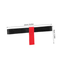 Red Scuba Tank Side Mount Strap Carrier For Quick Attachment And Detachment, made of rubber, shown flat with dimensions.