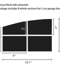 Magnetic Faux Arched Window Panes For Steel Garage Doors, Eight Panel Two Car Garage Decor Kit dimensions illustration