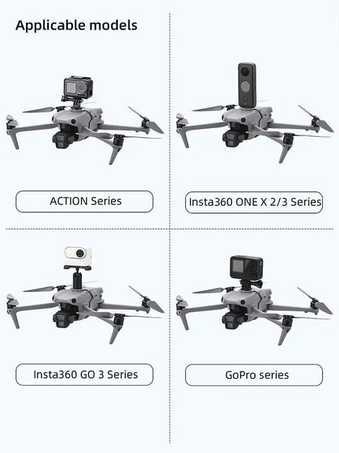All In One Drone Action Camera Mount For Mavic Air 3S And Air 3 Compatible With Osmo Action 360 Nano Action 5 Pro on drones