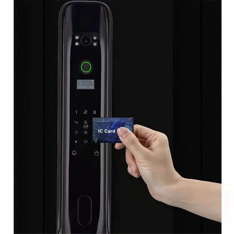 Built Different Fingerprint Smart Door Lock With Keyless Biometric Entry Auto Lock And Dead Secure Anti Theft Alarm showing IC card entry.