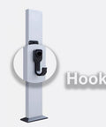 Heavy Duty Free Standing EV Charger Box Water Resistant Aluminum Alloy Cord Holder with hook for secure charging cable storage.