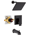 Oil Rubbed Bronze Shower Tub Kit With 8 Inch Rain Shower Head, Tub Spout, And Included Valve For Quick Reno Ready Bathroom Upgrade