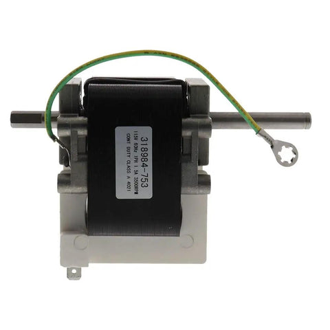 Inducer Draft Motor Replacement For Furnaces - DIY-Friendly Direct Fit, front view, showing label and shaft details