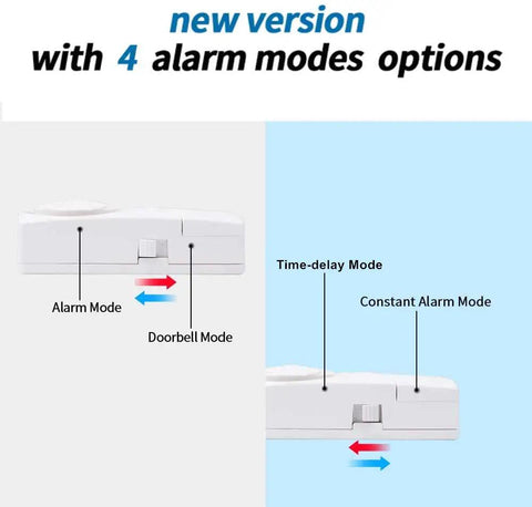 Door And Window Alarm Kit For Home Wireless Security Sensor System With 110 dB Loud Alarm showing 4 in 1 modes options