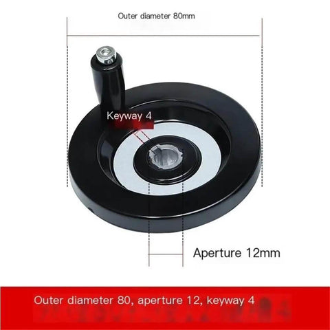 Bakelite Hand Wheel With Keyway Style For Milling Lathe Versatile Fit, 80x12mm size, aperture 12mm, keyway 4 visible in image.