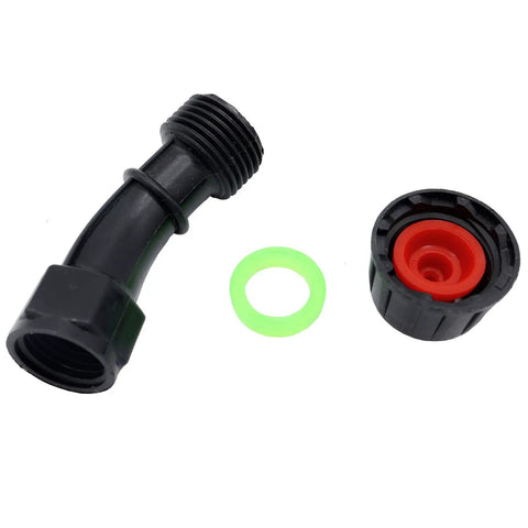 110 Degree Flat Fan Nozzle Kit With Seven 0.1 to 0.6mm Spray Tips, showing black nozzle adapter, green seal, and red interior nozzle