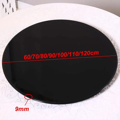 Rotating Lazy Susan Turntable for Kitchen and Dining Table Black Tempered Glass 60-120 cm Diameter 9mm Thickness