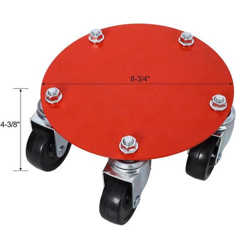 Beefy Heavy Duty Snowmobile Dolly With Steel Frame And V-Slide Design, 1500 Lbs Capacity Moving Cart, 2.5 In Swivel Casters, Adjustable Tie Down Straps, Garage And Shop Transport Stand, red caster base