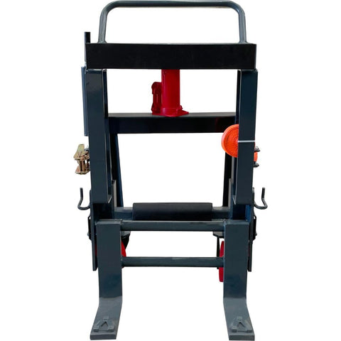 Front view of Beast Of A Heavy Duty Hydraulic Machinery And Equipment Mover With Adjustable Forks Swivel PU On Steel Wheels 6 Inch Lift