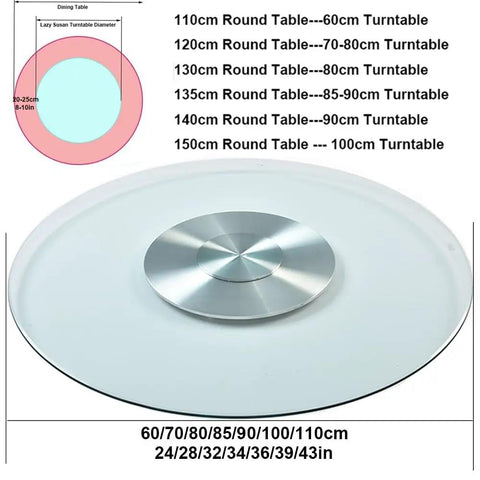 Dimensions for Heavy Duty 43 Inch Lazy Susan Turntable Crafted From Ultra Thick Tempered Glass With Rock Solid Aluminum Base