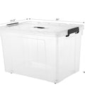 Two Pack 40 Gallon Heavy Duty Storage Bins With Smooth Rolling Wheels And Clinch Tight Lids, Clear Stackable Plastic Container side view
