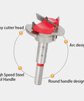 SagaSave 30mm adjustable Forstner drill bit with alloy cutter head and red accented metal handle.