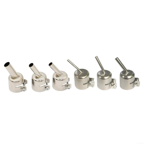 45 Degree Curved Angle Nozzle For 850 Series Hot Air Rework Station, stainless steel replacement tip, set of six sizes, 3-10mm range