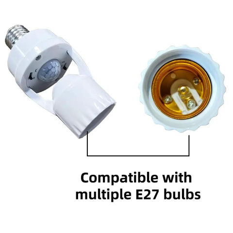 Two Pack Motion Sensor Light Socket For E26 E27 Bulbs Smart Auto Induction Lamp Holder For E27 bulbs, white plastic